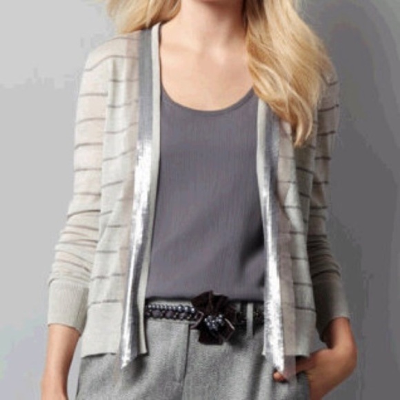 Ann Taylor Loft Stripped Wool Blend Sequin sweater - Picture 1 of 15